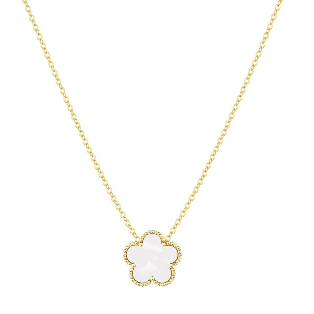 New! 18K Gold Plated Clover Pearl Necklace (1065)